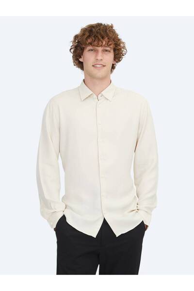 Kip Cămașă casual țesută cu croiala normală ecru