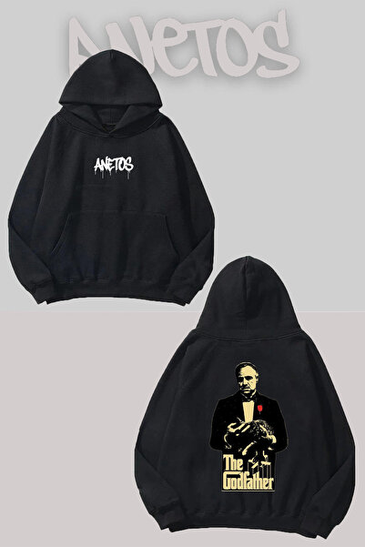 Anetos Φούτερ The Godfather Sırt με τύπωμα Μαύρο με κουκούλα