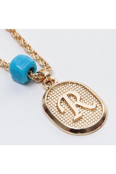 Marsilyan Plastic Beaded Twisted Letter Necklace Ilkel-Bjt940