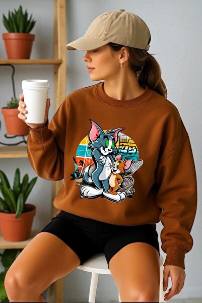 ArtYus Φούτερ με μακρυμάνικο Unisex Tom and Jerry Transfer με τύπωμα με λαιμό...