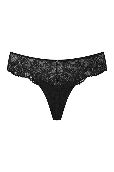 ESOTIQ Chiloți eleganți tanga pentru femei cu dantelă florală și pandantiv auriu | Afine