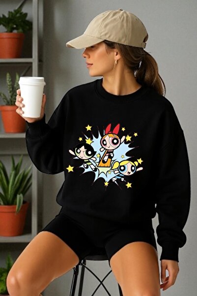 ArtYus Φούτερ με μακρύ μανίκι Unisex Powerpuff Girls Transfer με τύπωμα με λα...