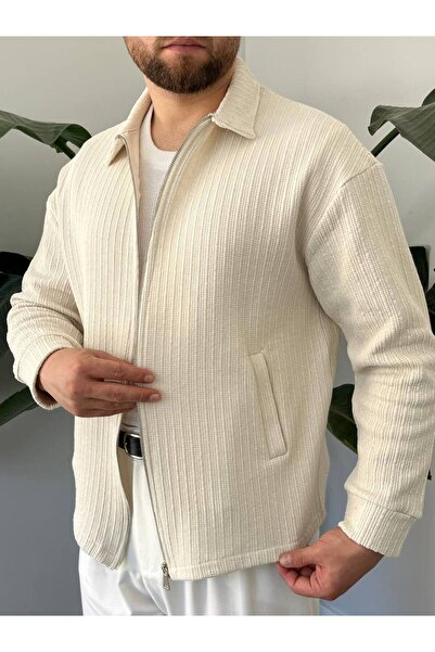 BayAygün BayAygun 5104 Fermuarlı Yakalı Örme Mont _Bej