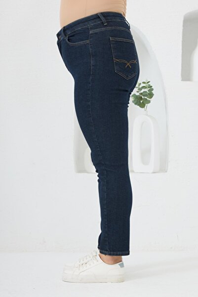 RMG Plus Size Trousers Dark Navy Blue