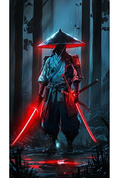 özkacar YALNIZ SAMURAY V4 :)) Ev Duvar Salon Güzellik Salonu Ofis Dükkan Dekarasyon Kanvas Tablo