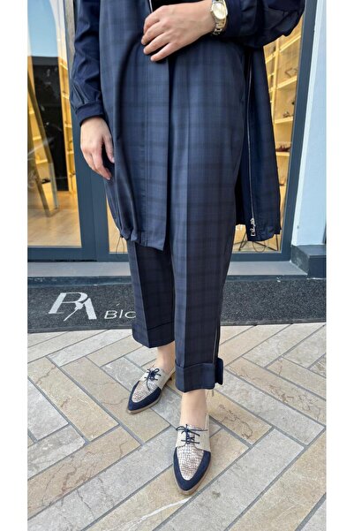 MissWhence 38203 Patterned Women's Suit Navy Blue