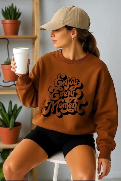 ArtYus Φούτερ Unisex με μακρύ μανίκι Enjoy Every Moment Transfer με τύπωμα με...