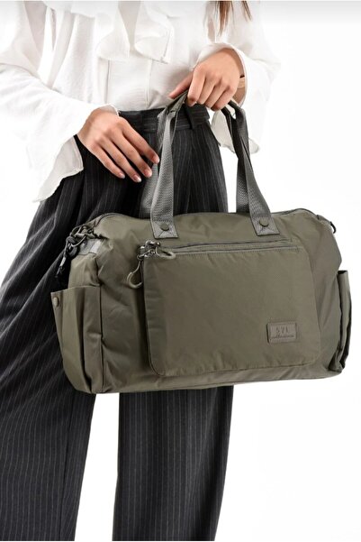 eflanmoda Geantă de mână și de umăr din țesătură de parașută, cu multiple com...