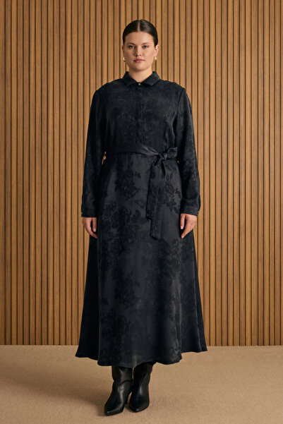 Aker Dokusu Çiçek Desenli Lyocell Elbise