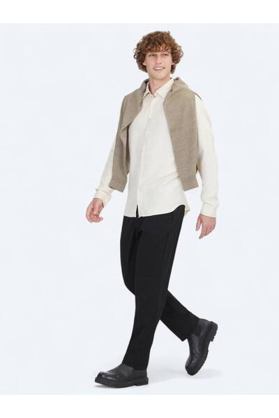 Kip Cămașă casual țesută cu croiala normală ecru