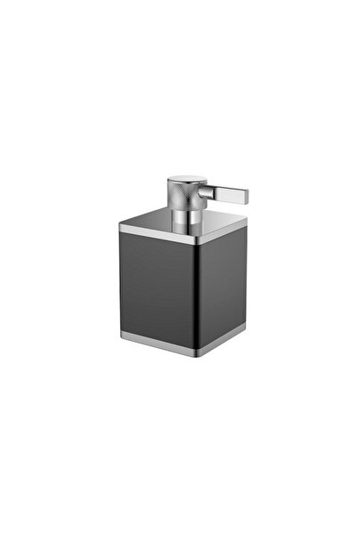 OMG Kaf Sıvı Sabunluk, Kare, Tezgah Üstü - Mat Siyah/Krom