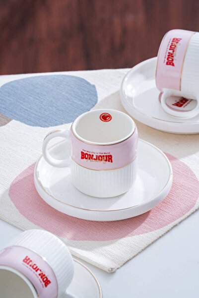 ACAR Adonis Pink 6 Kişilik Kahve Fincan Takımı - 100 ml