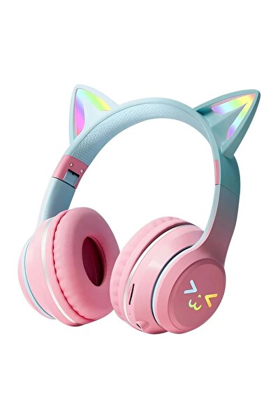 VALA Casti Wireless Copii cu Urechi de Pisica, Pliabile, LED-uri RGB Distractive, Vala® V35C PREMIUM Roz