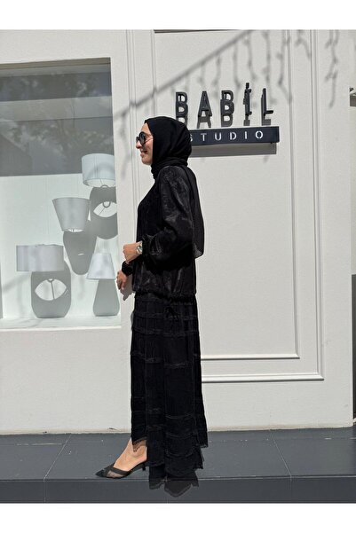 MissWhence 38025 Lace Detailed Silk Women's Set Black