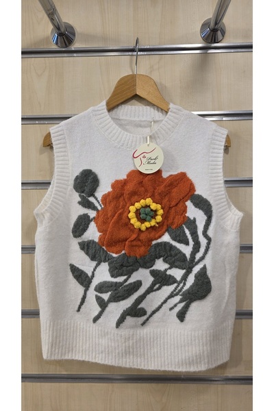Park Moda Вовняний светр без рукавів з квітковим візерунком