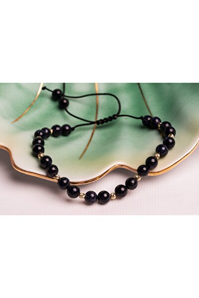 OEM Brățară cu Piatra Soarelui și bilute din Aur 14K - Reglabila