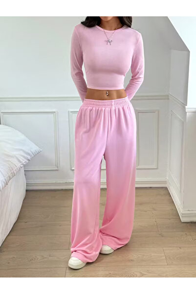 Genel Markalar KADIN BOL PAÇA RAHAT KALIP ESNEK PEMBE EŞOFMAN ALTI