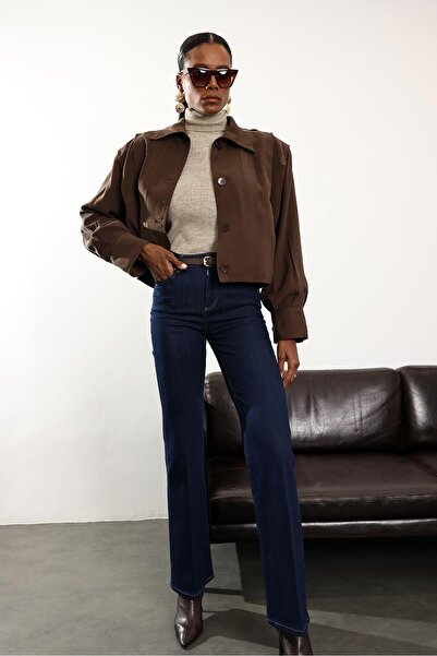 5in1Canpolat Brown Pleated Bomber Jacket