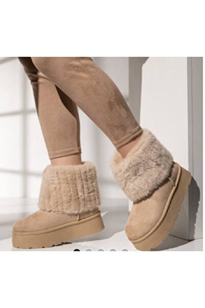 MAXORA SHOP Botine damă tip UG cu blăniță, platformă 4.5 cm