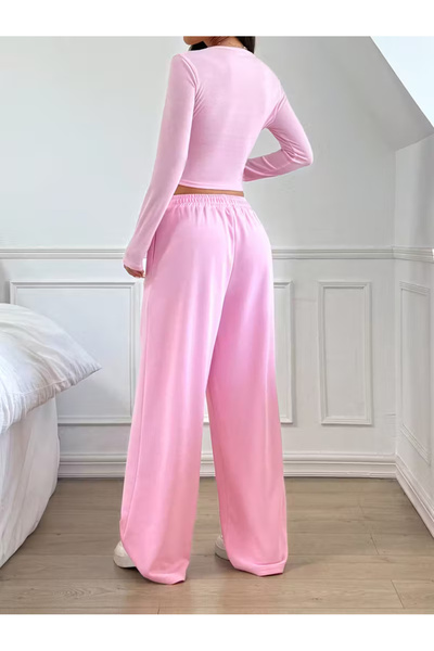 Genel Markalar KADIN BOL PAÇA RAHAT KALIP ESNEK PEMBE EŞOFMAN ALTI