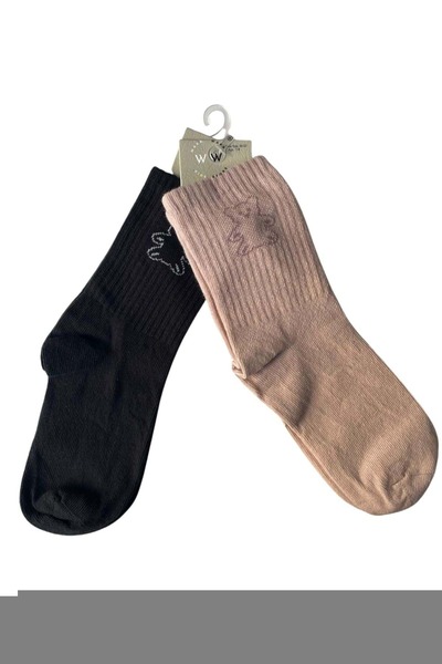 ww waka waka kids store Unisex Children's Colorful Teddy Bear Patterned 2-Piece Socks Set – Comfortable and Stylish for Everyday Use