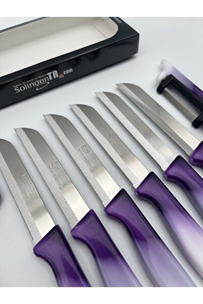 Solingen Ebruli 9 Parça, 6 Meyve Bıçağı, 2 Soyacak, 1 Micro Doğrama Mor