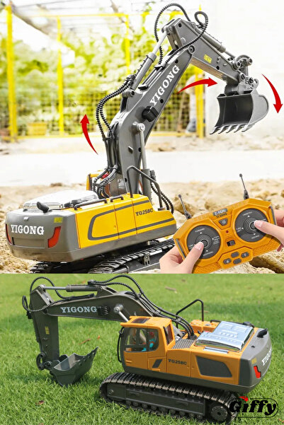 giffy oyuncak Uzaktan Kumandalı 680° Rotasyon Ekskavatör Premium Model Metal Alaşım Hareketli Kepçe