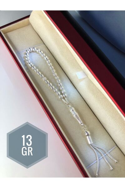 vogutima سبحة رجالية فضية • تميمة بقطع كروي مخطط بوزن 13 جرام في علبة مضيئة ل...