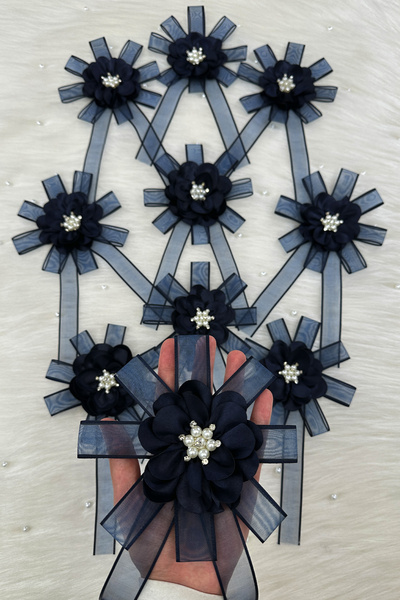 ZEYMERADE زينة عربة الزفاف باللون الأزرق الداكن مع دبوس، هدية للعروس والعريس،...