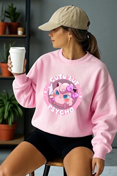 ArtYus Tricou unisex cu mânecă lungă Psycho Jiggle Puff Transfer cu imprimeu ...