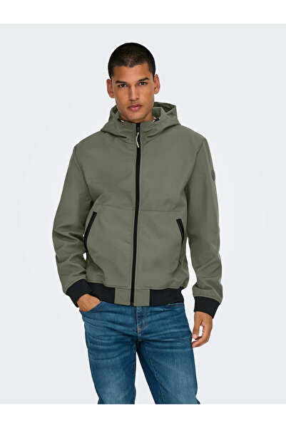 Only & Sons Onsbowıe Softshell бомбър яке с отворена предна част Noos Green мъжко палто 22029276