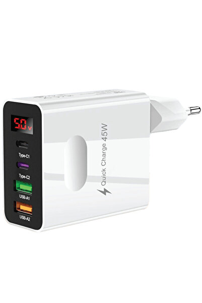 DigikalaX Încărcător de rețea, 4 porturi, 45W, 2xUSB, 2xType-C, universal, alb