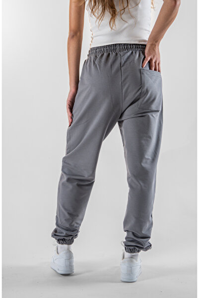 Superbluemexico Women's Gray Jogger Pants with Elasticated Cuffs