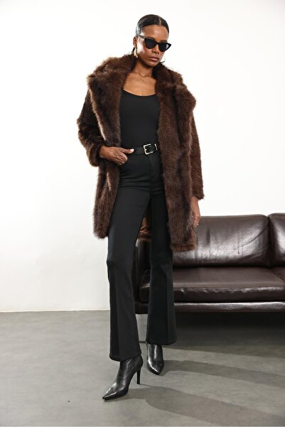 5in1Canpolat Brown Midi Length Voluminous Fur
