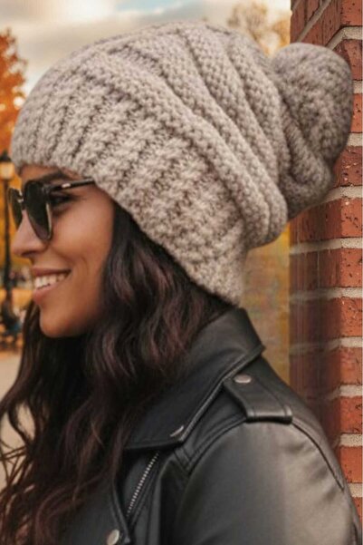 Trenderrs Kadın Kışlık Ponponlu Kalın Örgü Bere