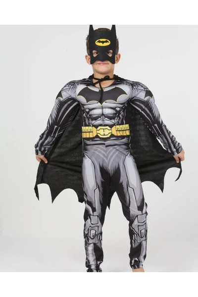 Batman Marvel Çocuk Kaslı Kostüm - Çocuk Kaslı Pelerinli Kıyafeti