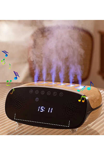 EXENAR Oda Hava Nemlendirici - Aroma Difüzörü - Hoparlör Mini Speaker - Dijital Saat - RGB Dinamik Led Işık