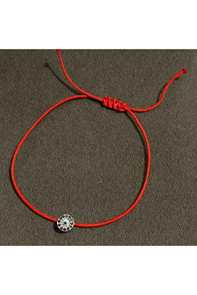 Femenino Zirkon Taşlı Minimal Nazar Figürlü Ayarlanabilir Şans İp Bileklik - ...