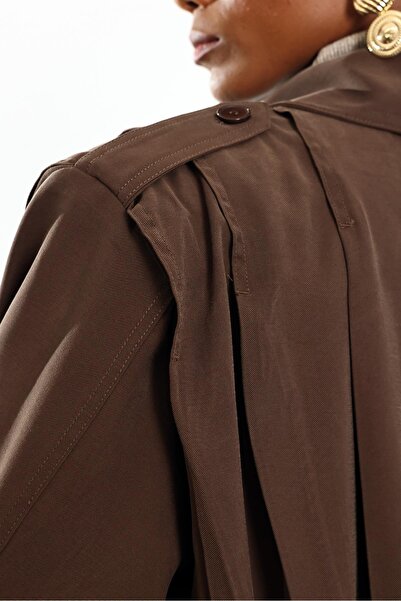 5in1Canpolat Brown Pleated Bomber Jacket