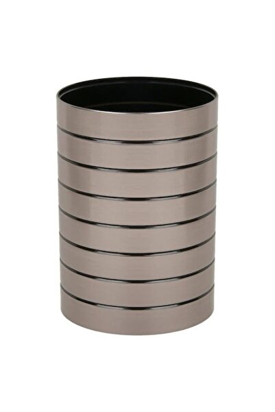 ANTBRO Suport pentru periuță de dinți ®, rotund, plastic negru cu dungi argin...