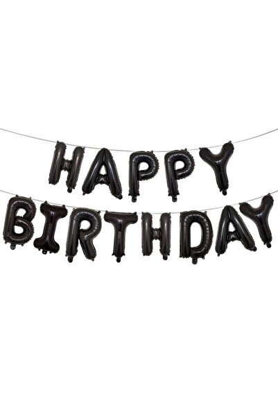 Baloane Vesele Set Litere Negre Happy Birthday HB5