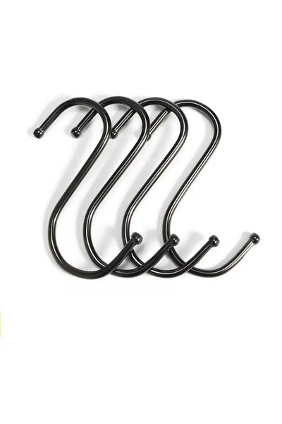 ANTBRO Set de 30 cârlige multifuncționale Antbro® în formă de S, oțel inoxidabil, negre, 7 cm