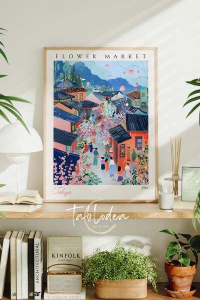 tablodea Εμπορικός χώρος λουλουδιών Τόκιο Τοπίο με μοντέρνο πλαίσιο ζωγραφική...