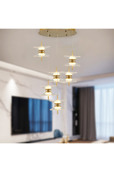 Luna Lighting 4113-6A Fona 6 Lı Sarkıt Gold