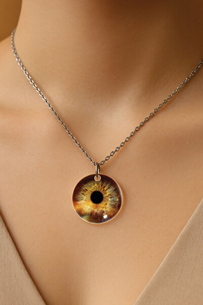 Cekuonline قلادة من الأكريليك الصلب الشفاف وقلادة منقوشة مع سلسلة فوقها من نو...