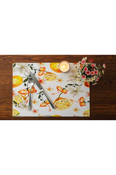 Queen Jera Decorative Tropical Patterned 2-Piece Washable Fabric American Tablecloth - 30 X 45 cm Stylish Table Decor