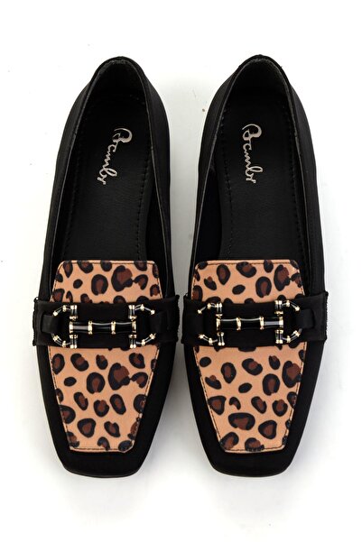 Bambi Siyah Leopar Kadın Babet K01327413004