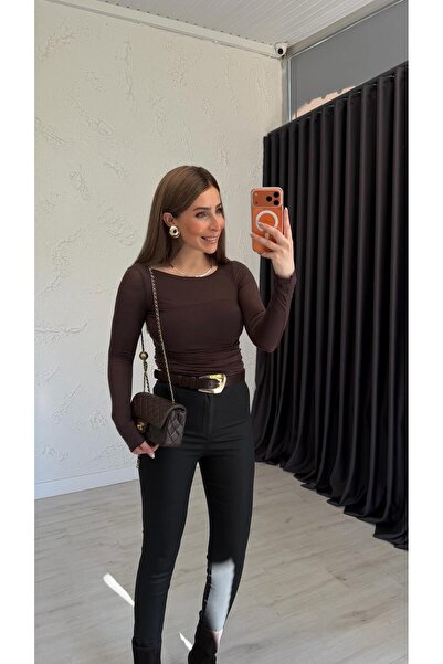 elif teke Bluza sa teksturiranim kašmirskim materijalom, smeđa