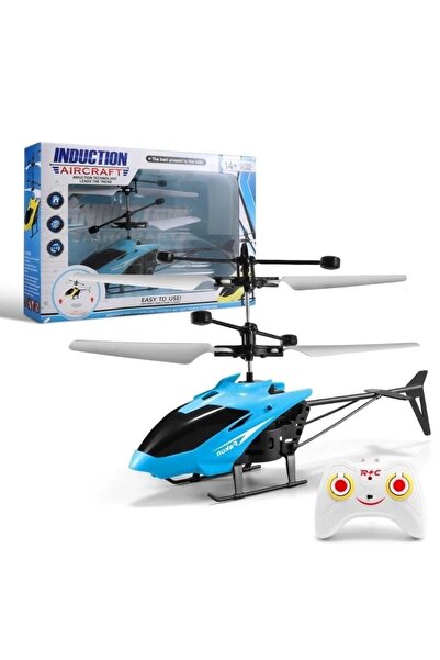 Buldug Sensörlü Uçan Helikopter Drone – USB Şarjlı, LED Işıklı, Dayanıklı Mini RC Helikopter (Mavi)