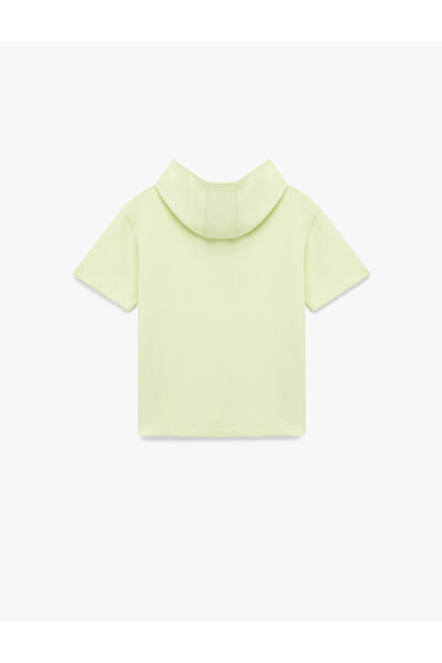 Koton Pamuklu Kısa Kollu Baskılı Kapşonlu Oversize Sweatshirt